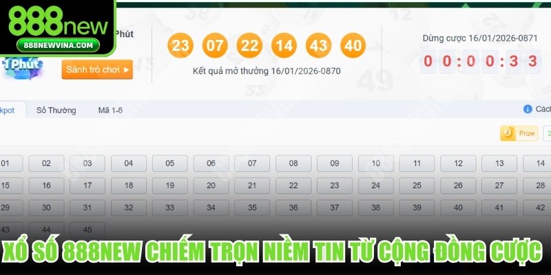 Xổ số 888NEW chiếm trọn niềm tin từ cộng đồng cược thủ